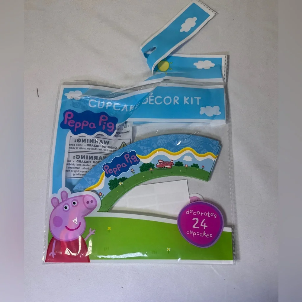 Peppa Pig Birthday Party Supplies Cake Topper Cupcake Wrapper Decorating Kit NEW